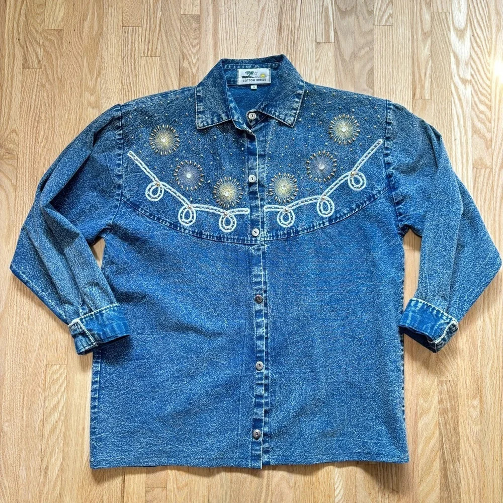 Vintage  Cotton Breeze Acid Wash 100% Cotton Jacket Coat Long Sleeve Shirt